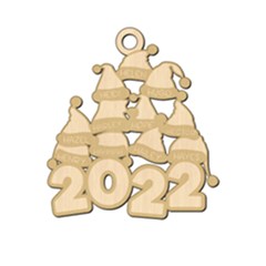 Personalized 11 Names Santa Hats Christmas Family - Wood Ornament