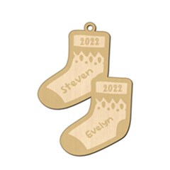 Personalized Christmas Name Sock 3 - Wood Ornament