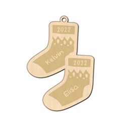 Personalized Christmas Name Sock 4 - Wood Ornament