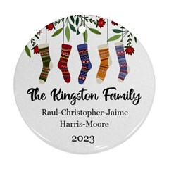 Personalized Christmas 5 Family Names - Ornament (Round)