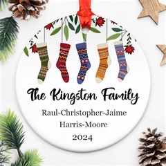 Personalized Christmas 5 Family Names - Ornament (Round)