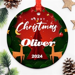 Xmas Tree and Deer Ornaments - Ornament (Round)