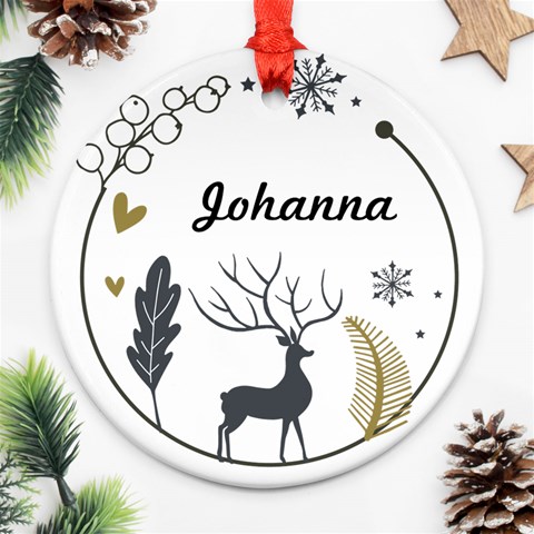Xmas Deer With Photo Circle Ornaments By Oneson Front