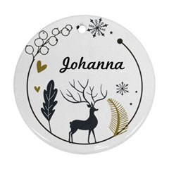 Xmas Deer with Photo Circle Ornaments - Round Ornament (Two Sides)
