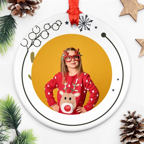 Xmas Deer With Photo Circle Ornaments By Oneson Back