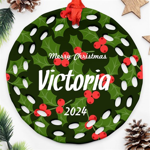 Xmas Green Pattern Ornament By Oneson Front