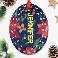 Xmas Flower Pattern Ornament - Ornament (Oval Filigree)