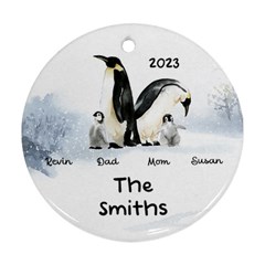 Personalized Christmas Family 4 Name - Round Ornament (Two Sides)