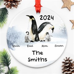 Personalized Christmas Family 4 Name - Round Ornament (Two Sides)