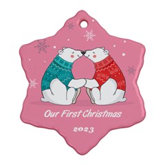 Personalized Christmas Couple Name - Snowflake Ornament (Two Sides)