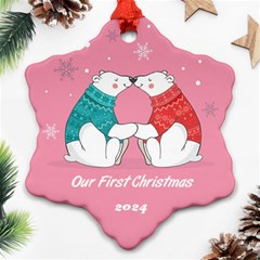 Personalized Christmas Couple Name - Snowflake Ornament (Two Sides)