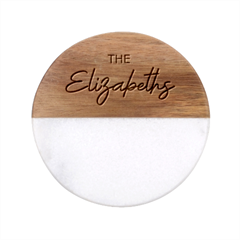 Personalized Family Name - Classic Marble Wood Coaster (Round) 