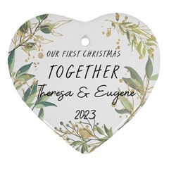 Personalized First Christmas Together Couple Name - Heart Ornament (Two Sides)