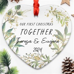 Personalized First Christmas Together Couple Name - Heart Ornament (Two Sides)