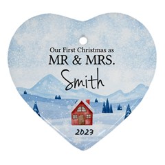 Personalized First Christmas Married Name - Ornament (Heart)
