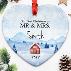 Personalized First Christmas Married Name - Ornament (Heart)