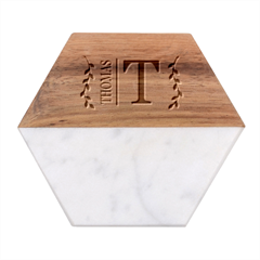 Personalized Name - Marble Wood Coaster (Hexagon) 