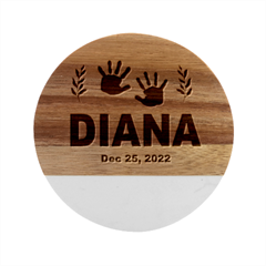 Personalized Birth Baby Name - Marble Wood Coaster (Round)