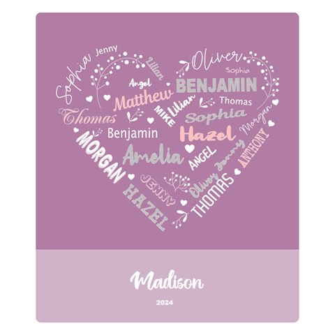 Personalized Family Name Love Heart 2 By Wanni 50 x40  Blanket Front