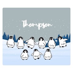  Personalized Name Penguin Family - Two Sides Premium Plush Fleece Blanket (Small)