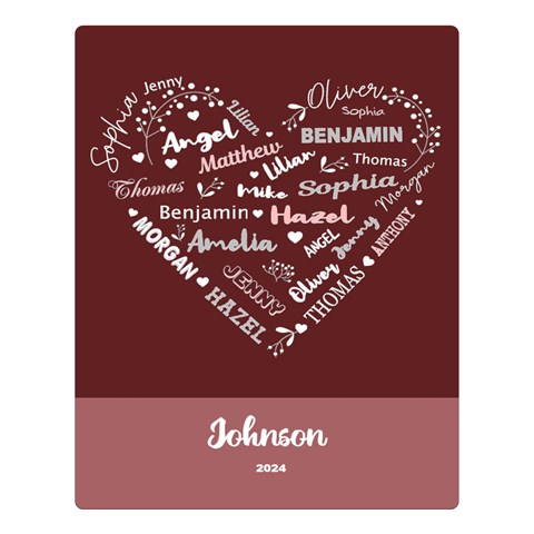 Personalized Family Name Love Heart By Wanni 80 x60  Blanket Front
