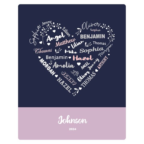 Personalized Family Name Love Heart By Wanni 60 x50  Blanket Front