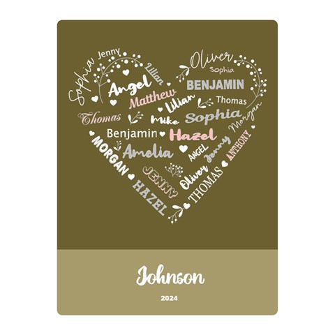 Personalized Family Name Love Heart By Wanni 35 x27  Blanket Front