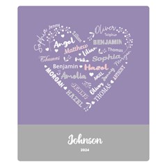 Personalized Family Name Love Heart - Two Sides Premium Plush Fleece Blanket (Kids Size)
