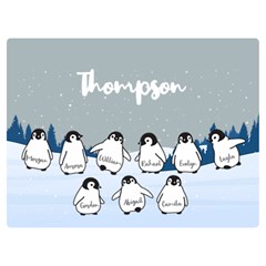 Personalized Name Penguin Family - Two Sides Premium Plush Fleece Blanket (Extra Small)