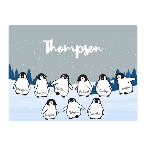 Personalized Name Penguin Family By Wanni 35 x27  Blanket Front