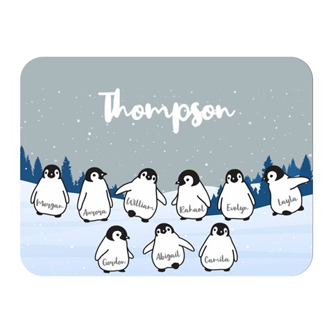 Personalized Name Penguin Family By Wanni 35 x27  Blanket Front