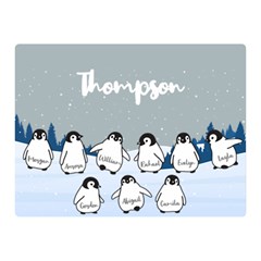 Personalized Name Penguin Family - Two Sides Premium Plush Fleece Blanket (Mini)