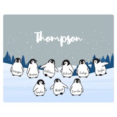 Personalized Name Penguin Family - Two Sides Premium Plush Fleece Blanket (Medium)