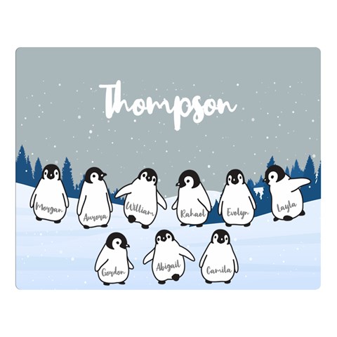 Personalized Name Penguin Family By Wanni 80 x60  Blanket Front