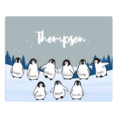 Personalized Name Penguin Family - Two Sides Premium Plush Fleece Blanket (Large)