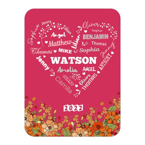 Personalized Family Name Love Heart Flower By Wanni 35 x27  Blanket Front