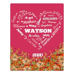 Personalized Family Name Love Heart Flower - Two Sides Premium Plush Fleece Blanket (Large)