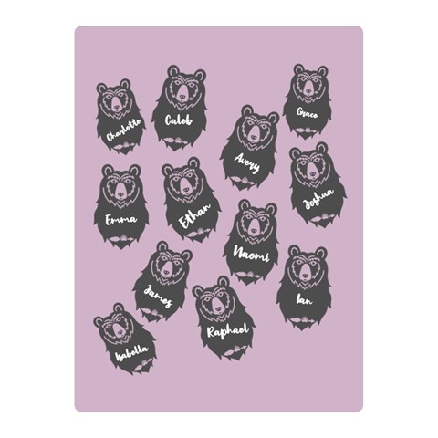Personalized Name Bear Family By Wanni 35 x27  Blanket Front