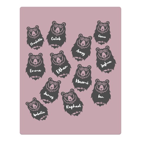 Personalized Name Bear Family By Wanni 80 x60  Blanket Front