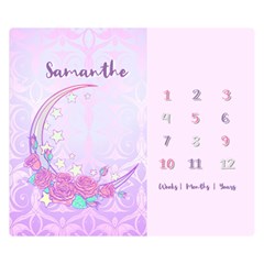 Personalized Baby Months Sweet Moon Rose - Two Sides Premium Plush Fleece Blanket (Small)