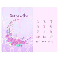 Personalized Baby Months Sweet Moon Rose - Two Sides Premium Plush Fleece Blanket (Teen Size)