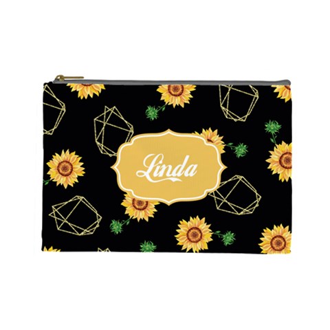 Personalized Sunflower Name 1 Cosmetic Bag By Anita Front