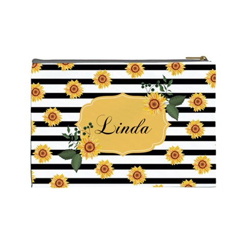 Personalized Sunflower Name 1 Cosmetic Bag By Anita Back