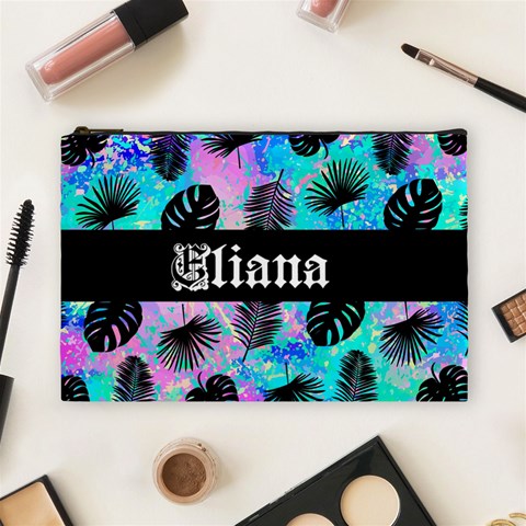 Personalized Palm Leaves Name 1 Cosmetic Bag By Anita Front