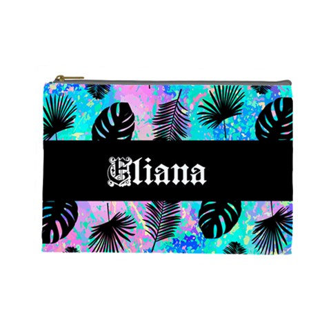 Personalized Palm Leaves Name 1 Cosmetic Bag By Anita Kwok Front
