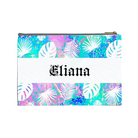 Personalized Palm Leaves Name 1 Cosmetic Bag By Anita Kwok Back