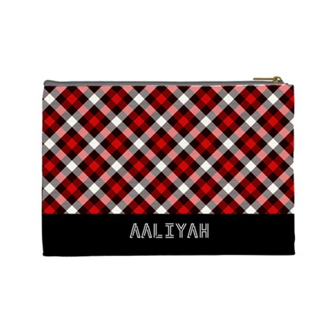 Personalized Check Pattern Name 1 Cosmetic Bag By Anita Back
