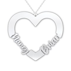 Personalized Heart Love Couple Name - 925 Sterling Silver Name Pendant Necklace