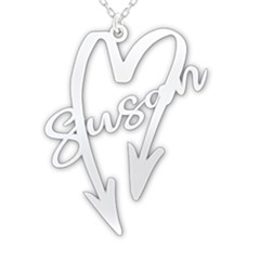 Personalized Drawn Heart - 925 Sterling Silver Name Pendant Necklace