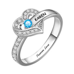 Personalized 1 Name Birthstone Ring - 925 Sterling Silver Ring